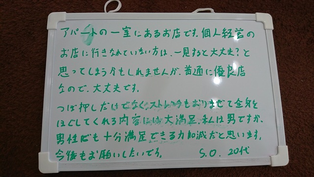 肩凝り、腰痛でお悩みのお客様です。